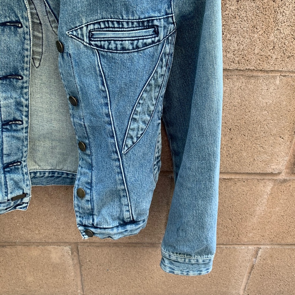 MNG Jeans Patchwork Jacket Size Small - Picture 15 of 16